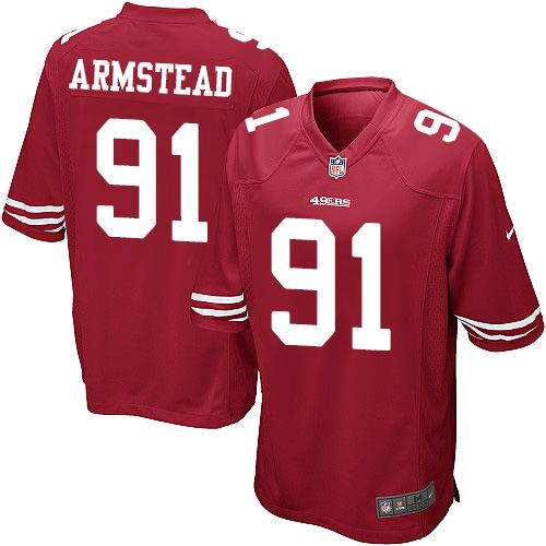 Nike 49ers #91 Arik Armstead Red Team Color Youth Stitched NFL Elite Jersey